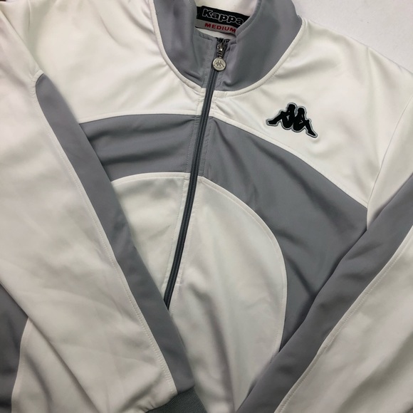 Kappa white grey zip up sport jacket SzM